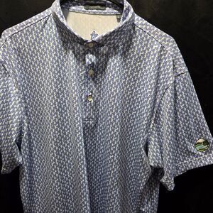 Turtleson L Blue Geometric Print Performance Golf Polo Shirt Tech Moisture Wicki